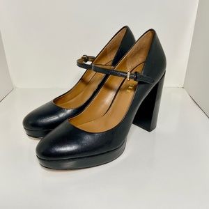 Coach Leather Mary Jane Platform Chunky High Heels